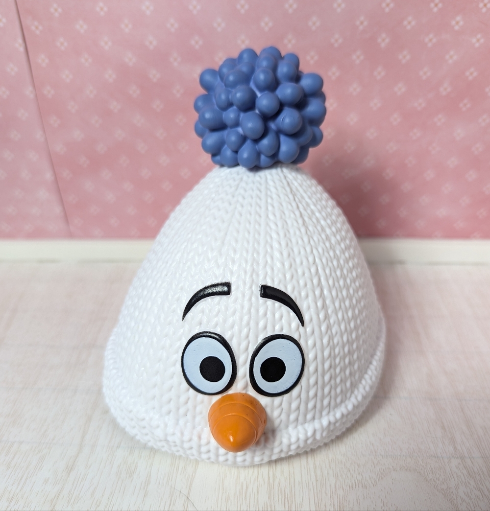 White Snowman Beanie with Blue Pom-Pom